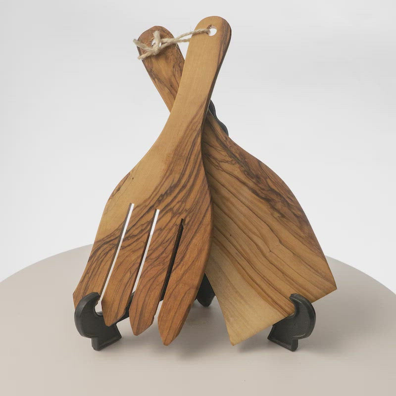 Stylish Olivewood Salad Serving Utensils