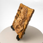Load image into Gallery viewer, Olivewood “God bless our home” with Jesus and Mary Plaque
