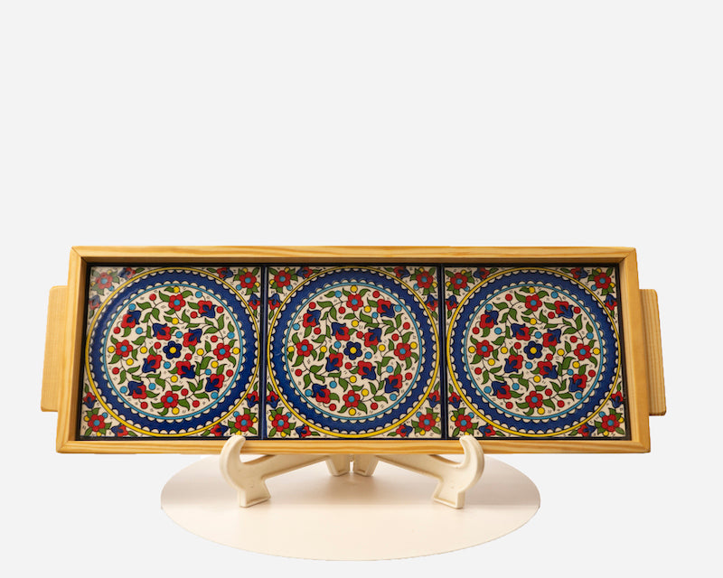 Rectangular Floral Tray with Wood