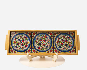 Rectangular Floral Tray with Wood